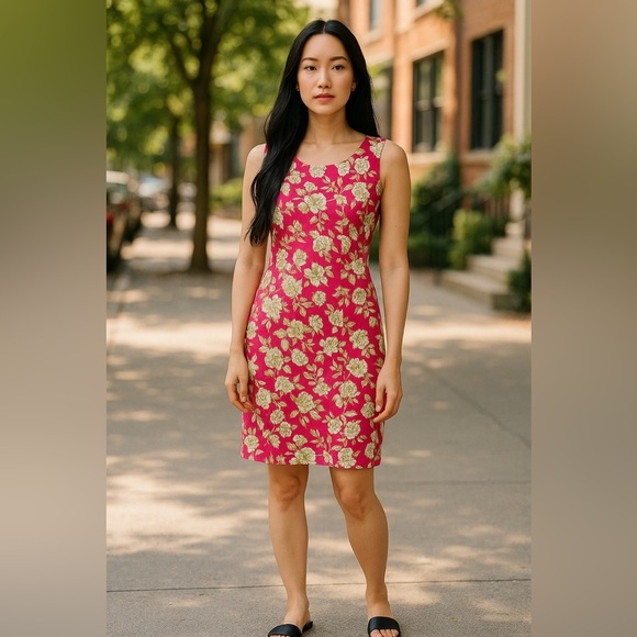 Brooks Brothers 346 Pink Floral Midi Dress - Picture 7 of 7